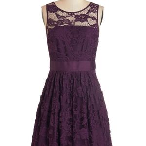 Deep Purple Lace Overlay Dress